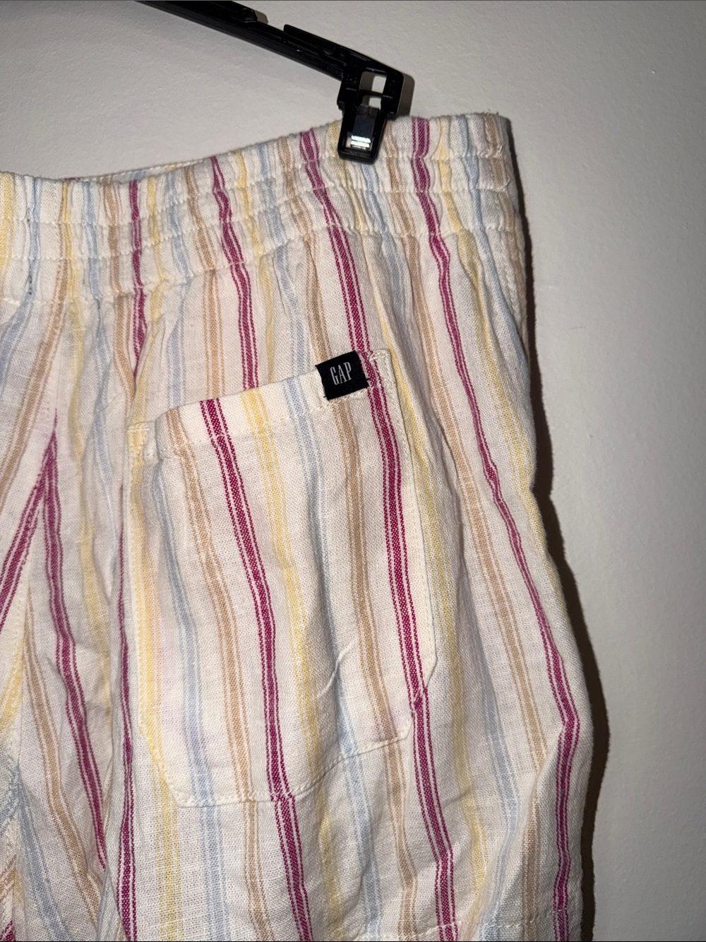 GAP High-Waist Striped Shorts in Cream with Pink & Yellow - Picture 5 of 5